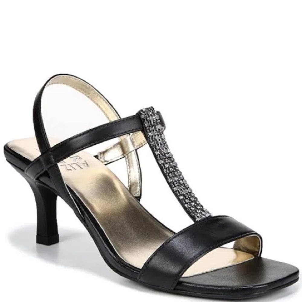 Naturalizer black leather sandals heels new in box sz 9.5m